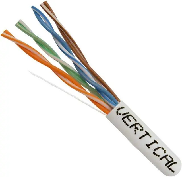 Alt view image 3 of 5 - Vertical Cable Cat5e, 350 MHz, UTP, 24AWG, 8C Solid Bare Copper, 1000ft, Bulk Ethernet Cable - 151 Series, White