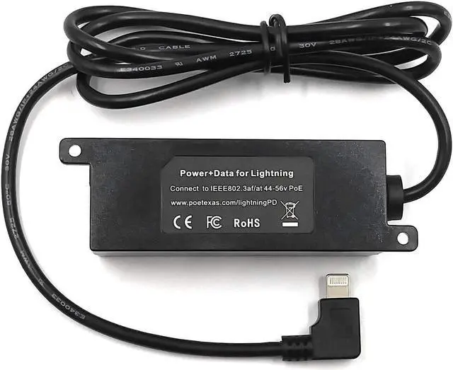 Main image of PoE Texas Power Over Ethernet Adapter for Apple Tablets and Phone - Converts 802.3af PoE Switch, Injector to 5V 12W for POS, Digital Signs, Conference Rooms - Splitter Extends Charging & Data to 328