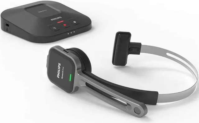 Alt view image 3 of 5 - PHILIPS SpeechOne Wireless Dictation Headset with Docking Station and Status Light