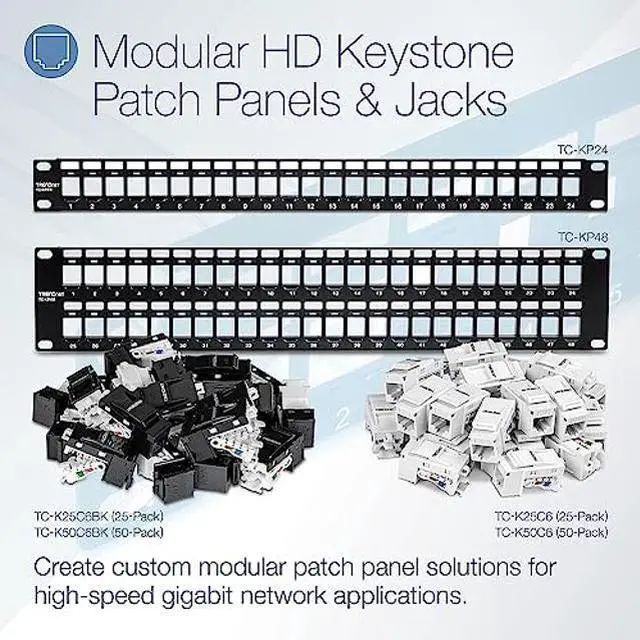 Alt view image 3 of 5 - TRENDnet Cat6 Keystone Jack, 25-Pack Bundle, 90° Angle Termination, Compatible with Cat5, Cat5e, Cat6 Cabling, Color-Coded Labeling, Gold-Plated Contacts, Tool-Less Design, White, TC-K25C6
