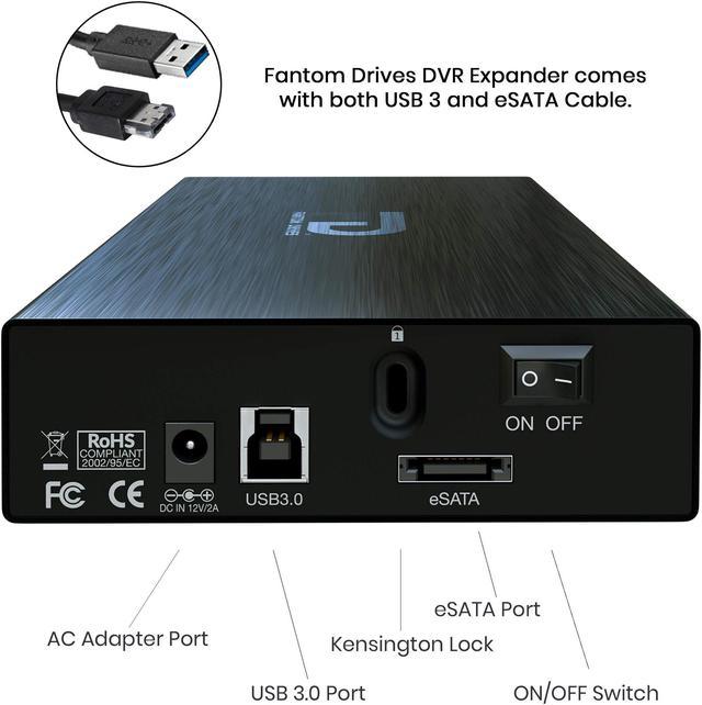 Fantom Drives FD 4TB DVR Expander External Hard Drive - USB 3.0 & eSATA  (Comes with Both USB and eSATA Cable) - Supports DirecTv, Arris and More, 