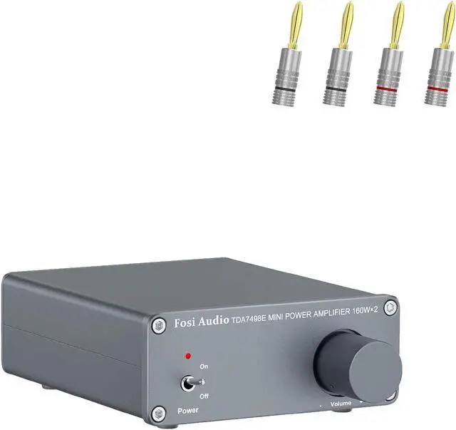 Main image of Fosi Audio Banana Plugs 2 Pairs / 4 pcs and TDA7498E 2 Channel Stereo Audio Amplifier Receiver 160W x 2