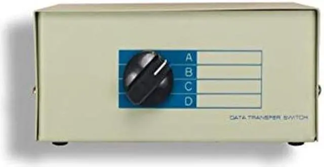 Main image of KENTEK DB25 4 Way Manual Data Switch Box RS-232 Parallel Serial D-Sub 25 Pin Female I/O ABCD Port for PC MAC to Peripherals Devices Printer Modem
