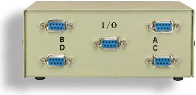 Alt view image 2 of 2 - Kentek DB9 Female 4 Way Manual Data Switch Box RS-232 D-Sub 9 Pin I/O ABCD Port for PC MAC to Peripherals Devices Printer