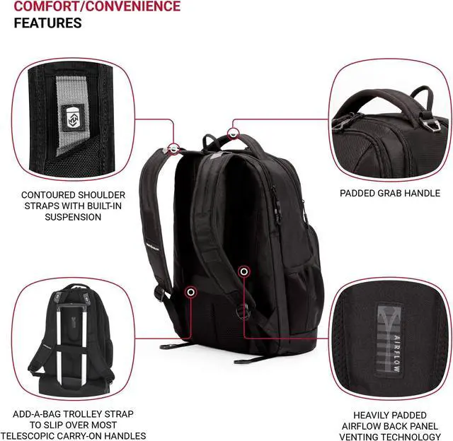 Alt view image 2 of 5 - SwissGear 5698 Laptop Backpack, Black, 17-Inch