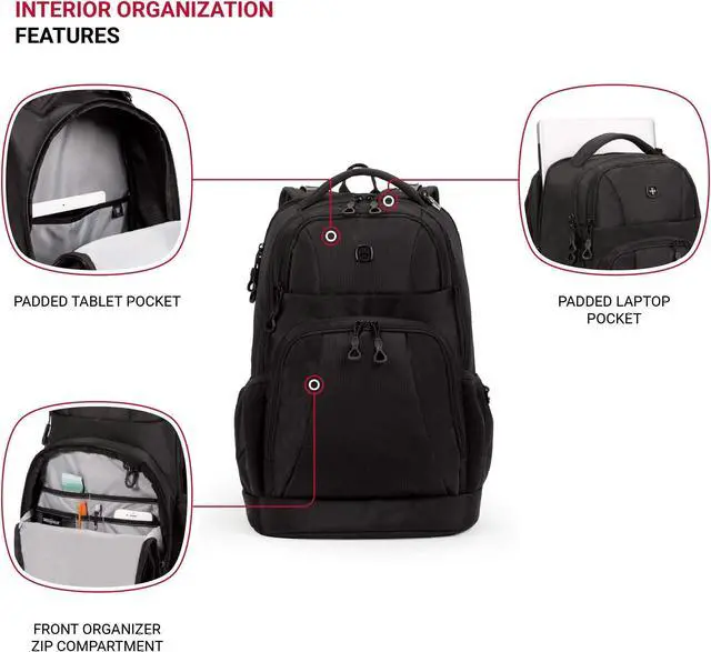Alt view image 4 of 5 - SwissGear 5698 Laptop Backpack, Black, 17-Inch