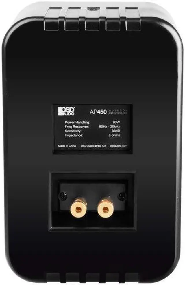Alt view image 5 of 5 - OSD 4" Outdoor Patio Speaker Pair 80W, IP54 Weather Resistant, Aluminum Grilles Black AP450