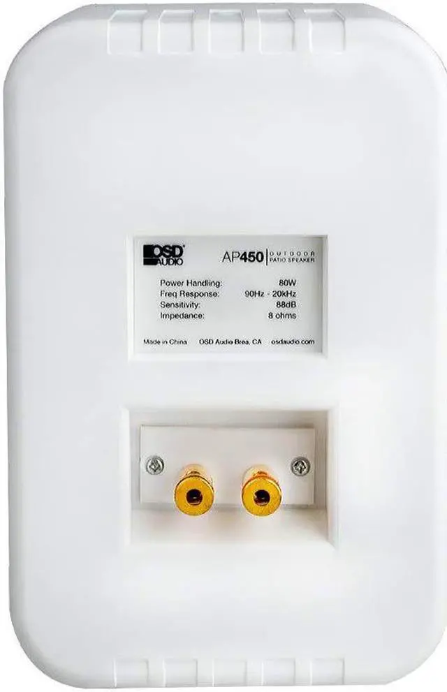Alt view image 5 of 5 - OSD 4" Outdoor Patio Speaker Pair 80W, IP54 Weather Resistant, Aluminum White AP450