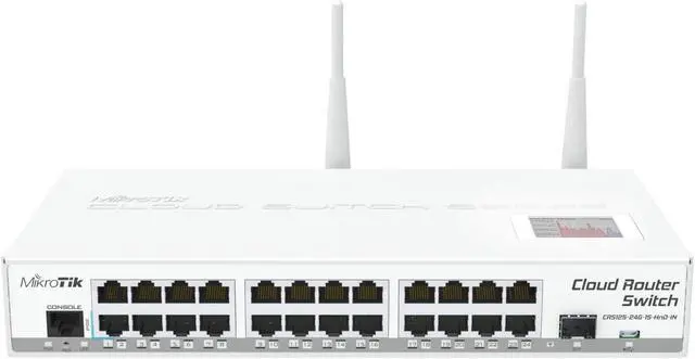Main image of Mikrotik CRS125-24G-1S-2HnD-IN Switch 2.4GHz with 24x Gbit Ports 1x SFP Port 2X 4dBi Built in Antennas