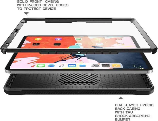 Alt view image 5 of 5 - SUPCASE UB Pro Series Case for iPad Pro 12.9 2018, Support Apple Pencil Charging with Built-in Screen Protector Full-Body Rugged Kickstand Protective Case for iPad Pro 12.9 2018 Release (Black)