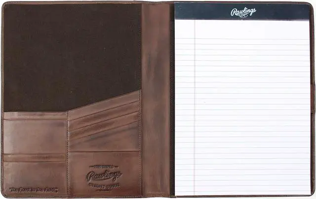 Alt view image 2 of 2 - Rawlings Leather Baseball Stitch Padfolio, Brown