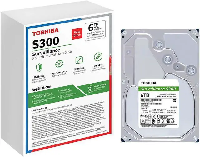 Alt view image 3 of 5 - Toshiba S300 6TB Surveillance 3.5 Internal Hard Drive  CMR SATA 6 Gb/s 7200 RPM 256MB Cache - HDWT360UZSVAR