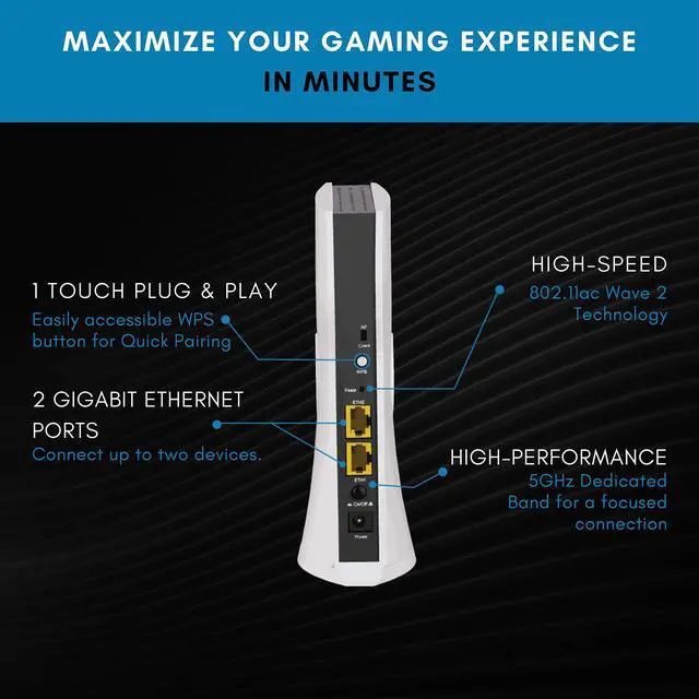 Alt view image 4 of 5 - NexusLink Wireless Gaming Bridge - High-Speed AC1750 with MU-MIMO for Low Latency, 2 Gigabit Ethernet Ports, Plug & Play - Gaming & Streaming, Private Point-to-Point LAN - 2 Unit Kit (WB-1750-KIT)