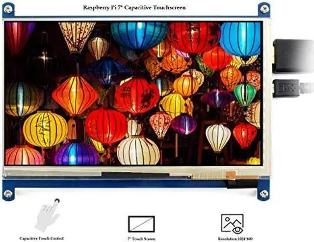 Alt view image 2 of 5 - For Raspberry Pi 7 inch Capacitive Touch Screen IPS Display HDMI LCD Module 1024x600 Touchscreen for Raspberry Pi 4 3/2/1 Model B B+ A+/BeagleBone Black/Banana Pi, Support Windows 10/8.1/8/7