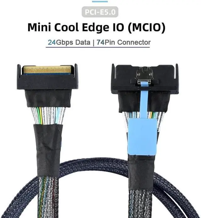 Alt view image 4 of 5 - xiwai Slimline MCIO 8i 74Pin Male to MCIO PCIE 5.0 4.0 74Pin Male Extender Cord, PCI-E 5.0 Mini Cool Edge IO MCIO Cable 50cm