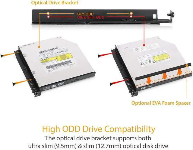 Alt view image 2 of 5 - ICY DOCK 2 Bay 2.5 SAS/SATA SSD/HDD & (Ultra) Slim Optical Disk Drive CD DVD ROM Backplane Enclosure for 5.25" Bay | ToughArmor MB602SPO-B