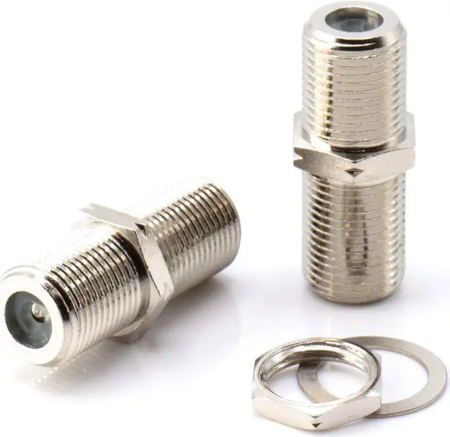 Main image of THE CIMPLE CO Cable Extension Coupler, with Washer and Nut - 100 Pack - Works with Wall Plates - Connects Two Coaxial Video Cables, for Coax F81 (Female to Female) 75 Ohm, 2.3Mhz-3GHz Satellite, CATV