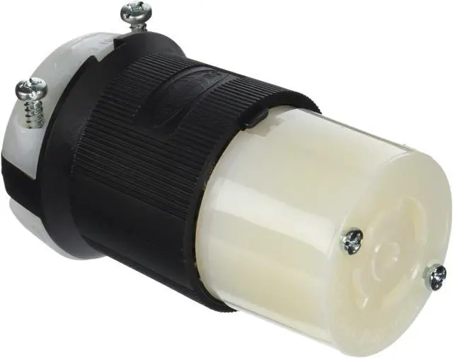 Main image of Hubbell HBL2813 Locking Connector, 30 amp, 3 Phase, 120/208V, L21-30R, Black and White
