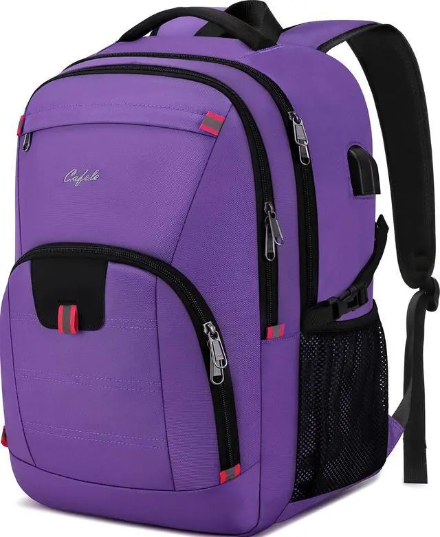 Main image of Travel Laptop Backpack 17.3 inch,Extra Large School Backpack Bookbag Computer Rucksack with USB Charging Port,Water Resistant Backpacks for Business College Travel,Women Casual Daypack,Purple