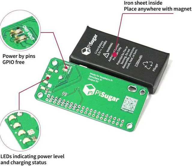 Alt view image 3 of 5 - Pisugar 1200 mAh Lithium Battery Power Module for Raspberry Pi-Zero, Pi-Zero W/WH Model Accessories