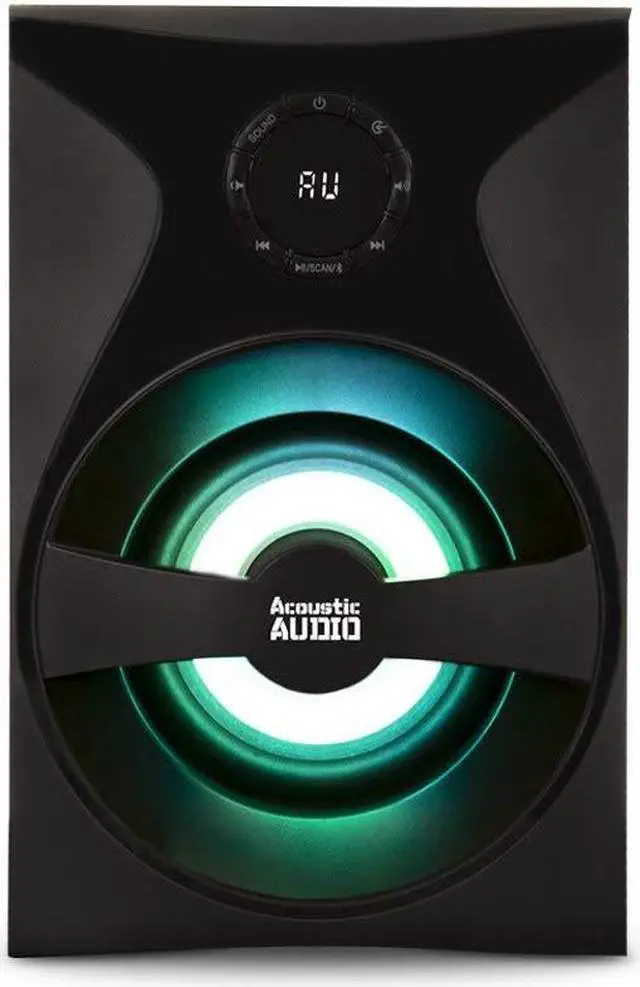 Alt view image 3 of 5 - Acoustic Audio by Goldwood Bluetooth 2.1 Surround Sound System with LED Light Display, FM Tuner, USB/SD Card Inputs - Multimedia PC Speaker Set with Subwoofer, Includes Remote Control - AA2400 Black