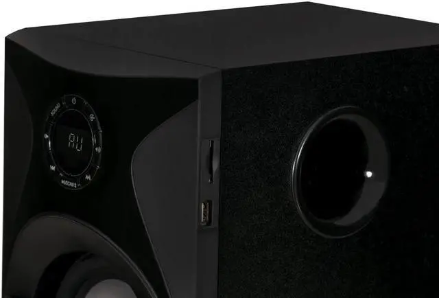 Alt view image 4 of 5 - Acoustic Audio by Goldwood Bluetooth 2.1 Surround Sound System with LED Light Display, FM Tuner, USB/SD Card Inputs - Multimedia PC Speaker Set with Subwoofer, Includes Remote Control - AA2400 Black