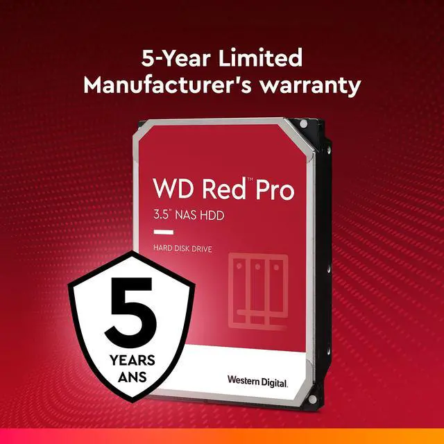 Alt view image 4 of 5 - Western Digital 12TB WD Red Pro NAS Internal Hard Drive HDD - 7200 RPM, SATA 6 Gb/s, CMR, 256 MB Cache, 3.5" - WD121KFBX