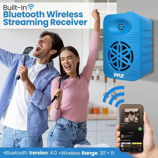 Alt view image 3 of 5 - PyleUsa Bluetooth Indoor Outdoor Speakers Pair-300 Watt Dual Waterproof 4 2-Way Full Range Speaker System w/ 1/2 High Compliance Polymer Tweeter-Home, Boat, Marine, Deck, Patio,Poolside - PDWRBT46BL