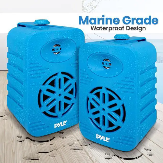 Alt view image 4 of 5 - PyleUsa Bluetooth Indoor Outdoor Speakers Pair-300 Watt Dual Waterproof 4 2-Way Full Range Speaker System w/ 1/2 High Compliance Polymer Tweeter-Home, Boat, Marine, Deck, Patio,Poolside - PDWRBT46BL