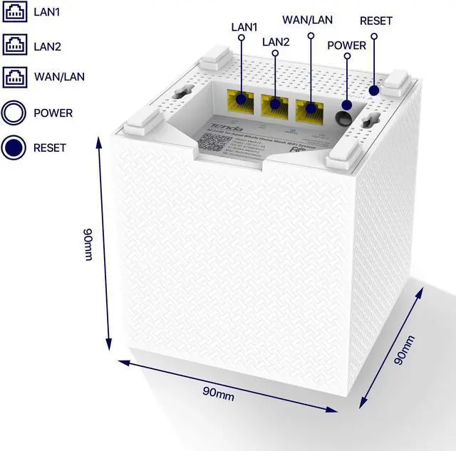 Alt view image 2 of 5 - Tenda Nova Mesh WiFi System MW12 - Covers up to 6000 sq.ft - Tri-Band AC2100 Whole Home WiFi Mesh System - Gigabit Mesh Router for 100+ Devices - Dual-Band Mesh Network - 3 Gigabit Ports - 3-Pack