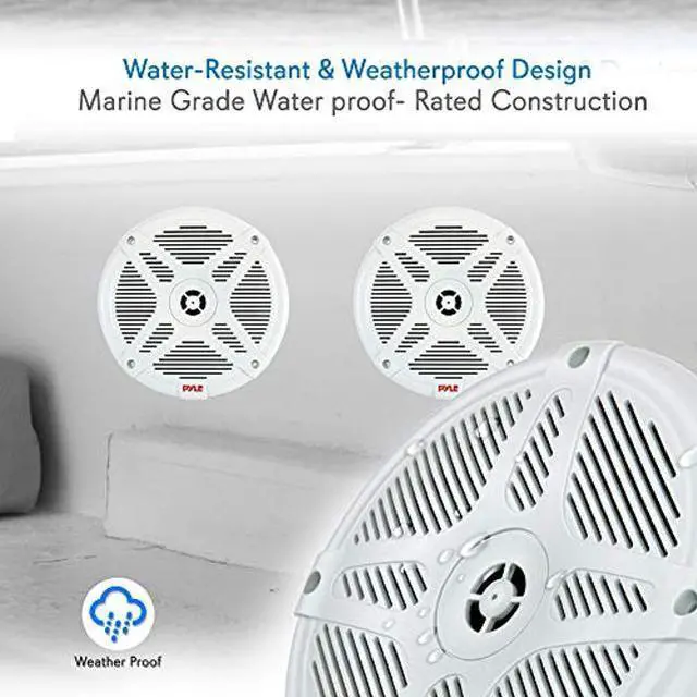 Alt view image 3 of 5 - Pyle 6.5 Inch Marine Speakers - Coaxial 2-Way Waterproof Component Speaker Pair | Audio Stereo Sound System with Wireless RF Streaming Support | 6.5" in, 600 Watt - Pyle PLMRF65SW