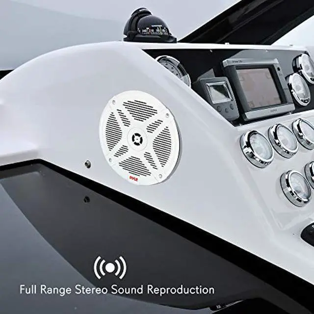 Alt view image 4 of 5 - Pyle 6.5 Inch Marine Speakers - Coaxial 2-Way Waterproof Component Speaker Pair | Audio Stereo Sound System with Wireless RF Streaming Support | 6.5" in, 600 Watt - Pyle PLMRF65SW