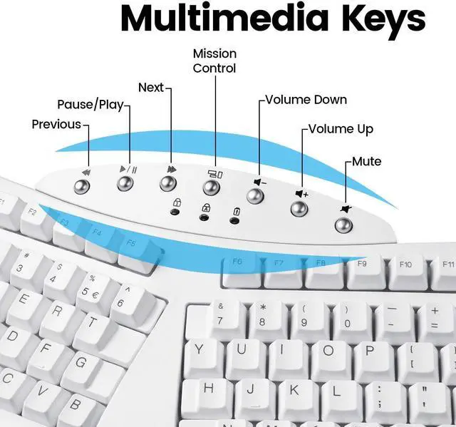 Alt view image 5 of 5 - Perixx Periboard-612 Wireless Ergonomic USB Split Keyboard, US English Layout