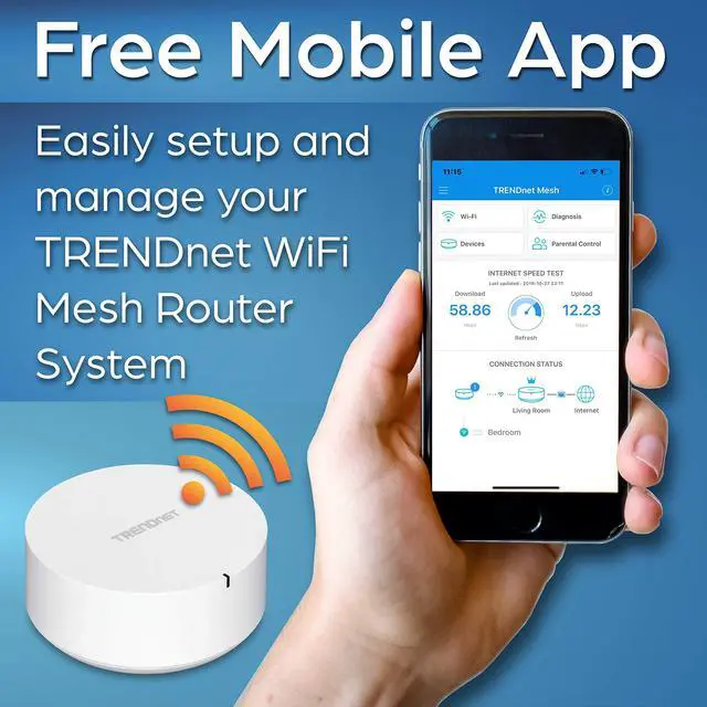 Alt view image 3 of 5 - TRENDnet AC2200 WiFi Mesh Router,TEW-830MDR,1xAC2200 WiFi Mesh Router,App-Based Setup,Expanded Wireless Internet(Up to 2,000 Sq Ft.Home),Supports 2.4GHz/5GHz,White