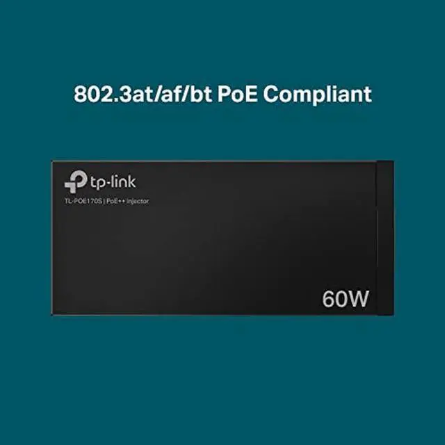 Alt view image 2 of 5 - TP-Link TL-PoE170S 802.3at/af/bt Gigabit PoE Injector Non-PoE to PoE Adapter Supplies up to 60W (PoE++) Plug & Play Desktop/Wall-Mount Distance Up to 328 ft. UL Certified, Black