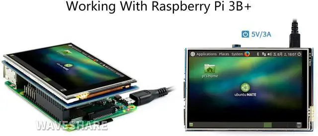 Alt view image 5 of 5 - Waveshare 3.5" Resistive Touch Screen IPS LCD 480x320, XPT2046 Controller, Compatible with Raspberry Pi 5/4B/3B+/3B/2B/A+/B+/Zero W/Zero 2W