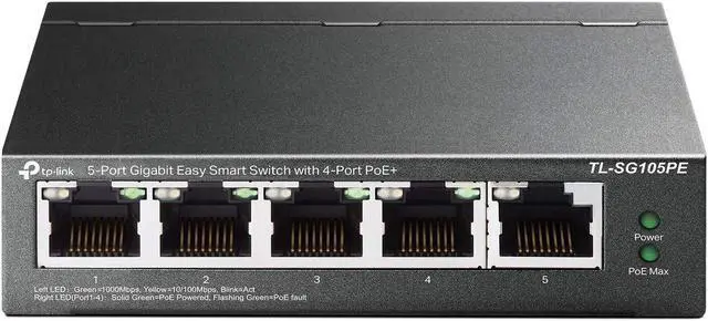Main image of TP-Link TL-SG105PE | 4 PoE+ Port @65W | Easy Smart | Plug & Play | 3 Year Manufacturer Warranty | Shielded Ports | Support QoS, Vlan, IGMP and Link Aggregation