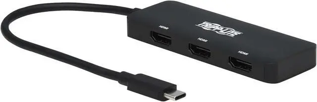 Main image of Tripp Lite USB-C Three-Monitor HDMI Adapter, Windows & MacBook Pro, 4K @ 60Hz 4:4:4 Single Output/30Hz Dual Output, 7.1-Channel Audio, HDCP 2.2, HDR, DP 1.4 Alt Mode, 3-Year Warranty (U444-3H-MST)