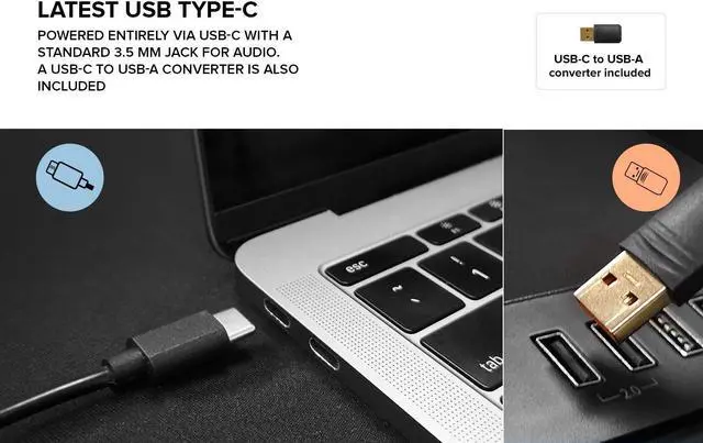 Alt view image 3 of 5 - Creative Pebble V2 - Minimalistic 2.0 USB-C Powered Desktop Speakers, 3.5 mm AUX-in, Up to 8W RMS Power for Computers and Laptops, Type-A Adapter Included and Extended Cable (Black)