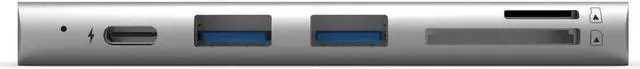 Alt view image 2 of 5 - ADAM elements CASA Hub 5E - Universal 5-in1 Card Reader USB-C Hub - SD + MicroSD High Speed Writes and Reads, Fast Charging 60W USB-C PD 3.0, Ultimate 3.1 USB Data Transfer - Grey