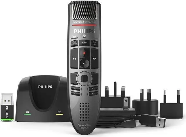 Main image of PHILIPS SMP4000/00 SpeechMike Premium Air Wireless Dictation Microphone with Push Button Design and ACC4100/00 AirBridge Wireless Receiver for SpeechOne and SpeechMike Premium Air