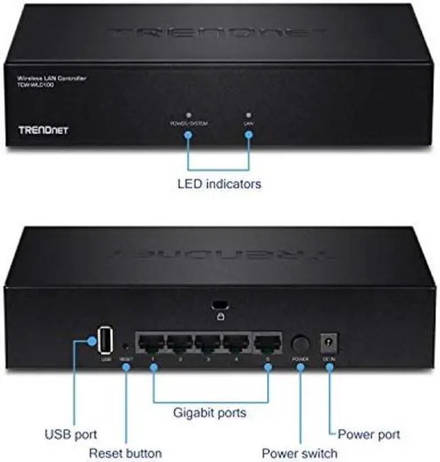 Alt view image 2 of 5 - TRENDnet Wireless LAN Controller, Built-in 5-Port GB Switch, Compatible with: TEW-755AP/TEW-821DAP/TEW-825DAP, Access Point Management, TEW-WLC100, Black, Manage up to 128 AP's