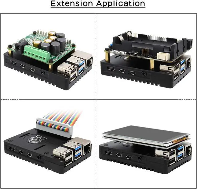 Alt view image 5 of 5 - Geekworm N300 Heatsink Case for Raspberry Pi 4, CNC Ultra-Thin Aluminum Alloy Metal Passive Cooling Case Compatible with Raspberry Pi 4 Model B Only