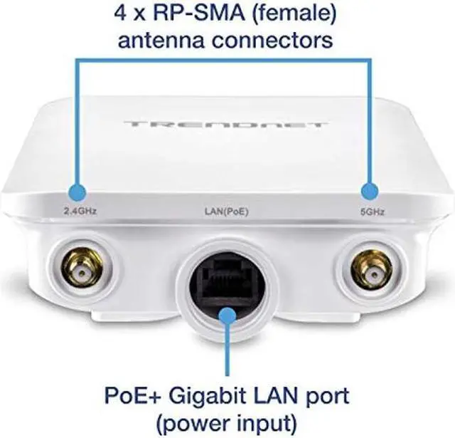Alt view image 4 of 5 - TRENDnet 5 DBI Wireless AC1300 Outdoor PoE+ Omni-Directional Access Point, TEW-841APBO, 4 X 5 DBI Omni Directional Antennas, Point-to-Point & Point-to-Multi-Point WiFi Bridging, IEEE 802.3AT PoE+