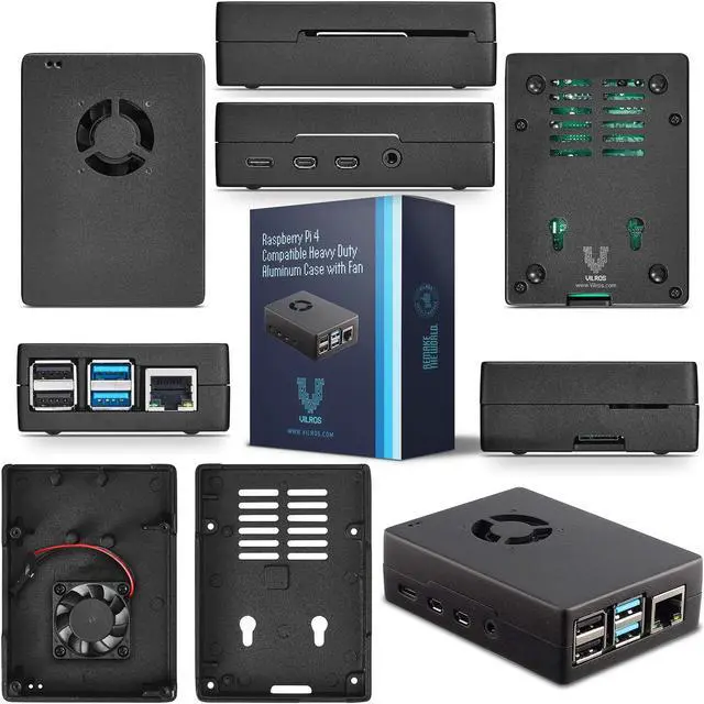 Alt view image 3 of 5 - Vilros Raspberry Pi 4 4GB Basic Starter Kit with Fan-Cooled Heavy-Duty Aluminum Alloy Case