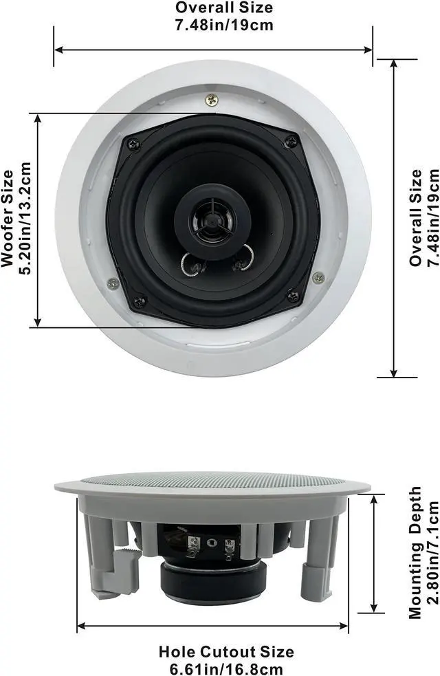 Alt view image 2 of 4 - Acoustic Audio by Goldwood R191 in Ceiling/in Wall 5 Speaker Set 2 Way Home Theater 1000 Watt New R191-5S