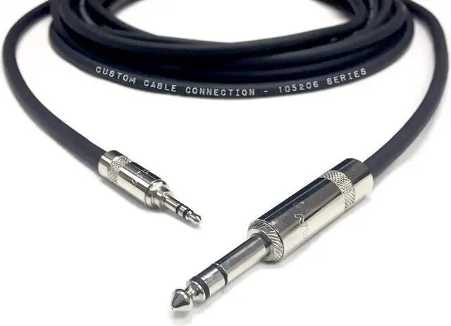Main image of 150 Foot Pro Audio 1/4 inch (6.35mm) TRS to 1/8 inch (3.5mm) TRS Balanced Cable by Custom Cable Connection