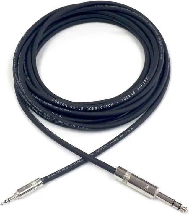 Alt view image 2 of 5 - 150 Foot Pro Audio 1/4 inch (6.35mm) TRS to 1/8 inch (3.5mm) TRS Balanced Cable by Custom Cable Connection