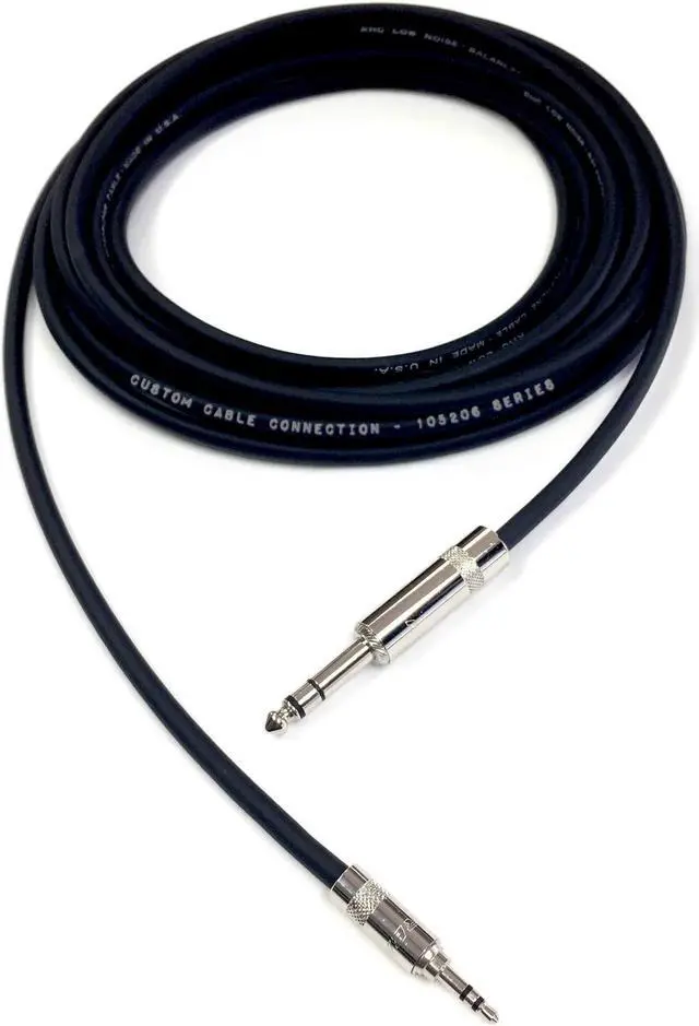 Alt view image 5 of 5 - 150 Foot Pro Audio 1/4 inch (6.35mm) TRS to 1/8 inch (3.5mm) TRS Balanced Cable by Custom Cable Connection