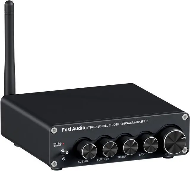 Main image of Fosi Audio BT30D Bluetooth 5.0 Stereo Audio Receiver Amplifier 2.1 Channel Mini Hi-Fi Class D Integrated Amp 50 Watt x2+100 Watt for Home Outdoor Passive Speakers/Subwoofer Powered Subwoofer